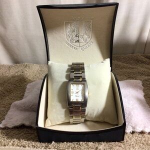 Geneva Two-Tone Silver and Gold Men's Bracelet Watch